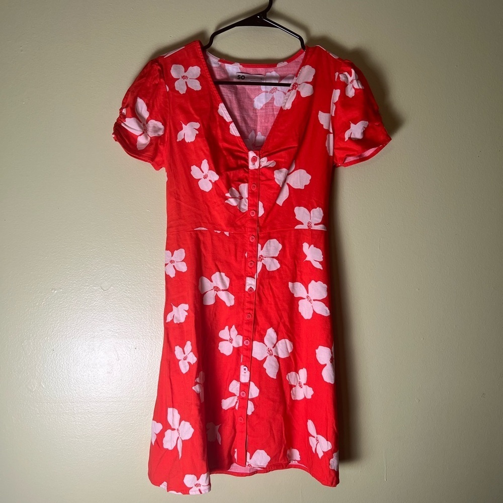 Good for life Red Floral Button-Down Dress